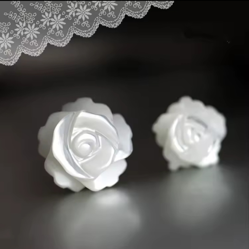 White Rose carved earrings